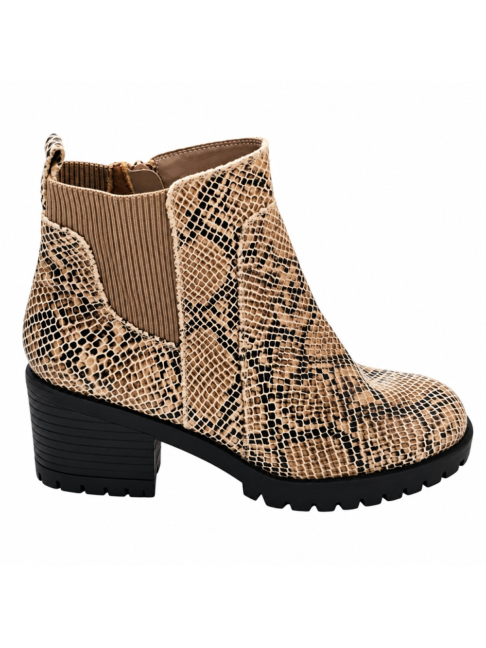 Bella Vita Snake Print Lug Sole Ankle Boots 7.5 Wide Chunky Heel NWOB